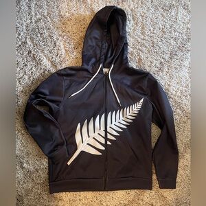 Black Hoodie with White Fern Design